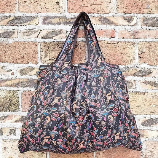 Sensibilisation environnementale - Sac de courses pliable grande taille 210T (Fabriqué en nylon crypté - Haute résistance et durabilité)