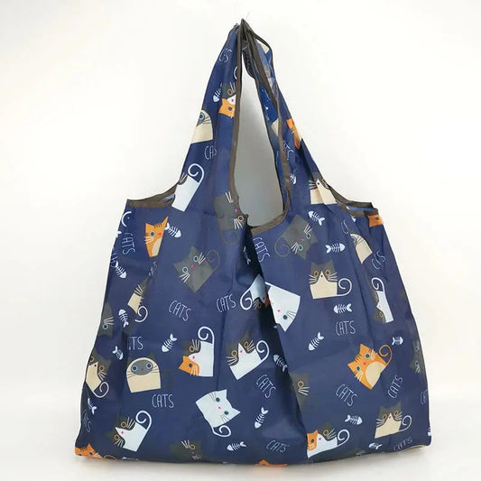 Sensibilisation environnementale - Sac de courses pliable grande taille 210T (Fabriqué en nylon crypté - Haute résistance et durabilité)