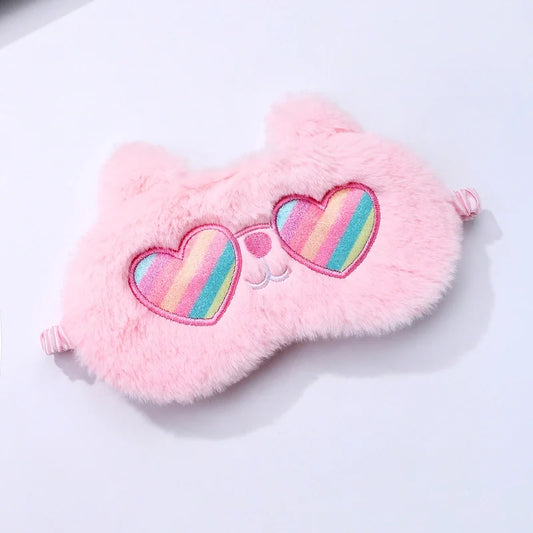Fluffy Plush Sleeping Eye Cover Soft Funny Blindfold Mask | Cute Eye Mask Pink Eye Sleep Mask | Fluffy Animal Sleep Eyeshade Breathable Lightweight Eye Mask for Sleep