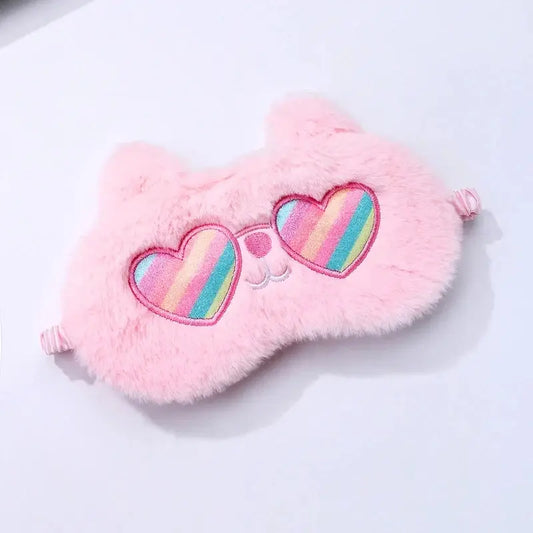 Fluffy Plush Sleeping Eye Cover Soft Funny Blindfold Mask | Cute Eye Mask Pink Eye Sleep Mask | Fluffy Animal Sleep Eyeshade Breathable Lightweight Eye Mask for Sleep