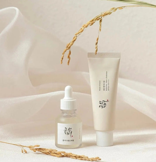 Set de cuidado de la piel Beauty of Joseon (Sérum Glow Deep + Protector solar Relief Sun: Arroz + Probiótico SPF50+ PA++++) *Promoción de paquete combinado*