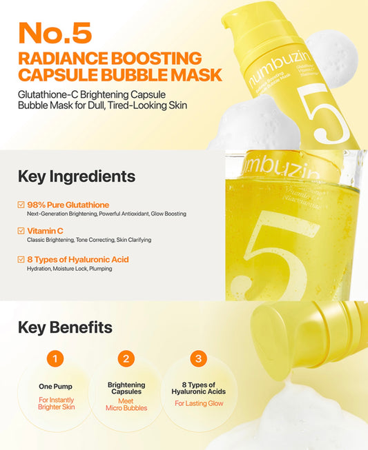 Numbuzin No.5 Radiance Boosting Capsule Bubble Mask 85ml