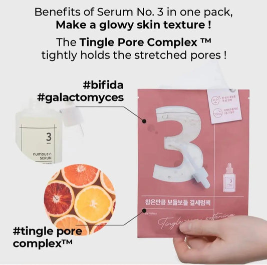 Numbuzin No.3 Mascarilla suavizante de hoja Tingle-Pore (1 unidad)