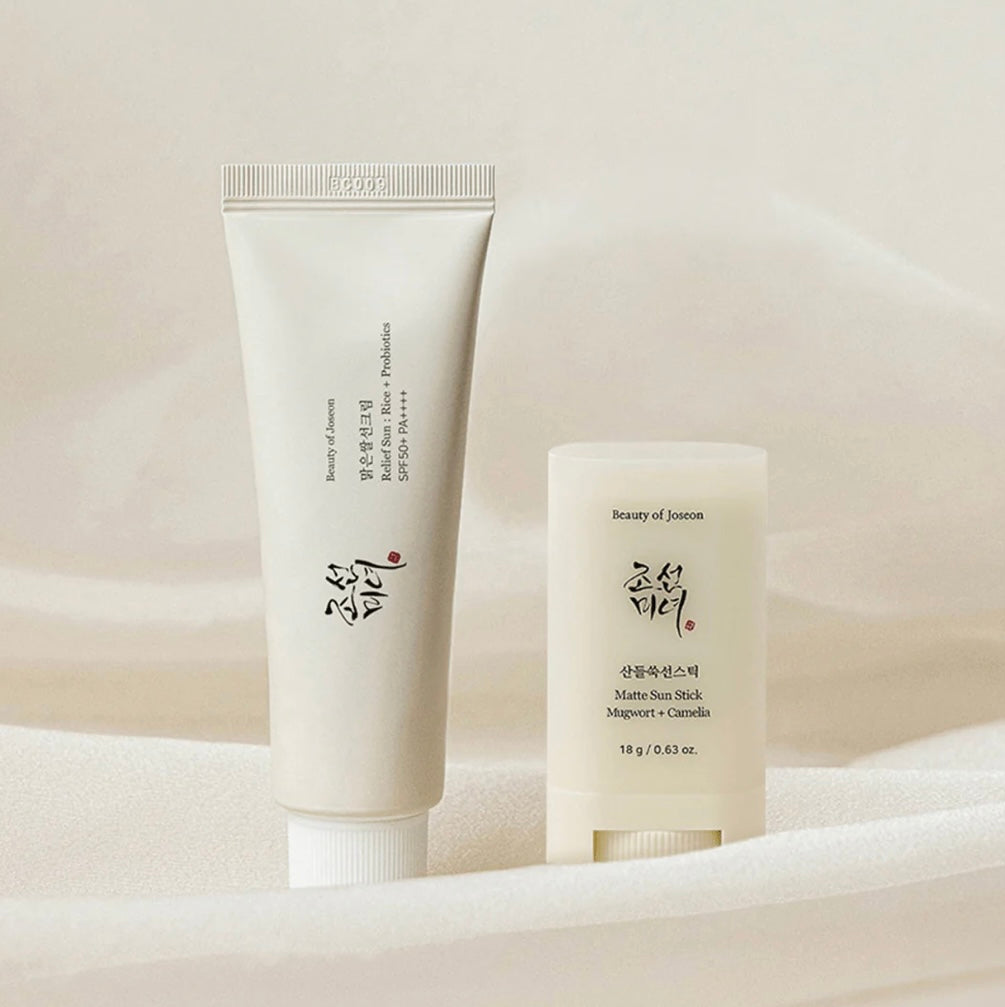 Beauty of Joseon All Day Sun Duo (Relief Sun: Rice + Probiotics & Matte Sun Stick: Mugwort+Camelia) Beauty of Joseon All Day Sun Duo (Relief Sun: Rice + Probiotics & Matte Sun Stick: Mugwort+Camelia)