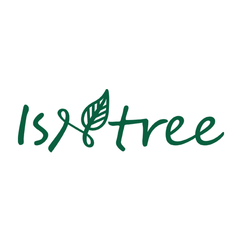 Green logo with leaf on a white background