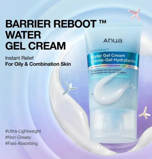 Lightweight water gel cream texture of Anua Barrier Reboot moisturizer for oily and combination skin