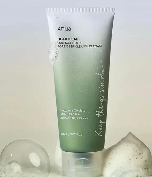 Front view of ANUA Heartleaf Quercetinol Pore Deep Cleansing Foam – gentle facial cleanser