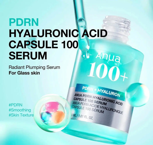 Anua PDRN Hyaluronic Acid Capsule 100 Serum bottle with blue-tinted formula