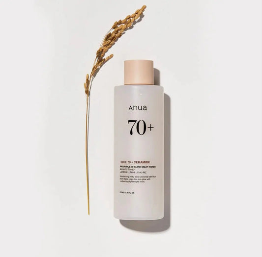 Anua Rice 70 Glow Milky Toner front view - 250ml hydrating toner