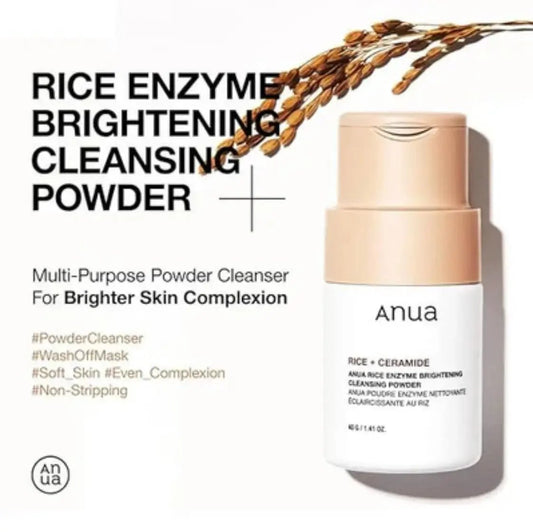 Close-up of Anua Rice Enzyme Cleansing Powder texture and granules