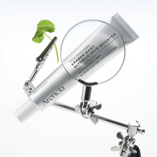 Arencia Eraser Shot Glycolic Acid Booster 30ml front view – daily clarifying multi-acid exfoliator for smoother, clearer skin