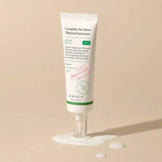 Front view of AXIS-Y Complete No-Stress Physical Sunscreen 50ml – gentle axis sunscreen for all skin types.