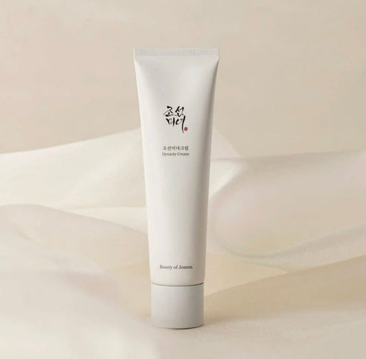 Beauty of Joseon Dynasty Cream in its elegant jar, a rich moisturizer for hydrated skin.
