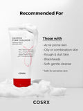 Close-up of COSRX foaming cleanser pump — easy-dispense tube Close-up of COSRX foaming cleanser pump — easy-dispense tube