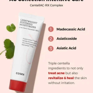 Texture swatch of COSRX AC lightweight soothing moisturizer — fast-absorbing, hydrating cream that won’t clog pores Texture swatch of COSRX AC lightweight soothing moisturizer — fast-absorbing, hydrating cream that won’t clog pores