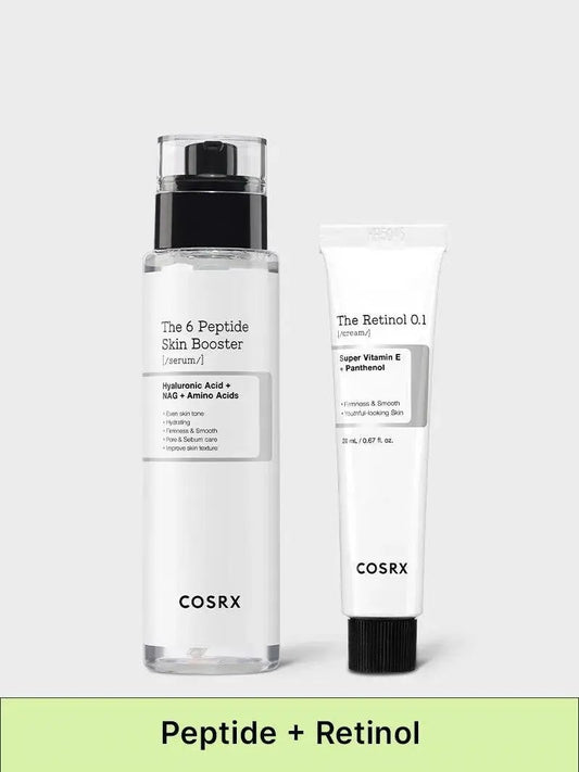 COSRX wrinkle care boost bundle pack with 6 Peptide Skin Booster Serum and Retinol 0.1 Cream