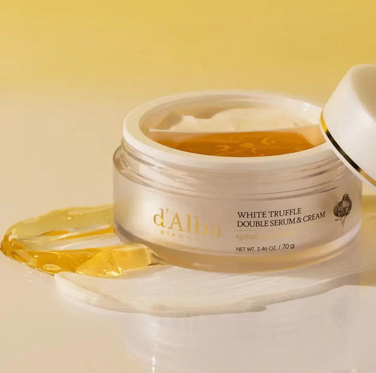 Front view of D'Alba White Truffle Double Serum & Cream – dual-layer hydrating formula