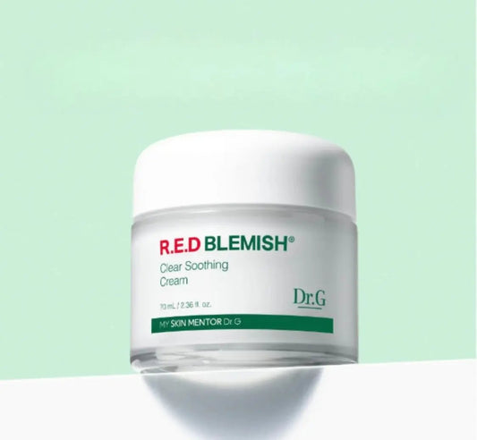 Front view of Dr.G Red Blemish Clear Soothing Cream 70ml – calming skincare for sensitive skin