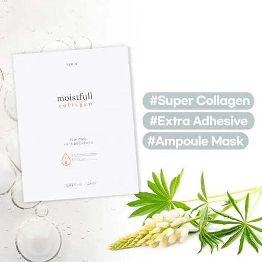 ETUDE Moistfull Collagen Sheet Mask packaging showing the 5pcs set in the 21AD edition.