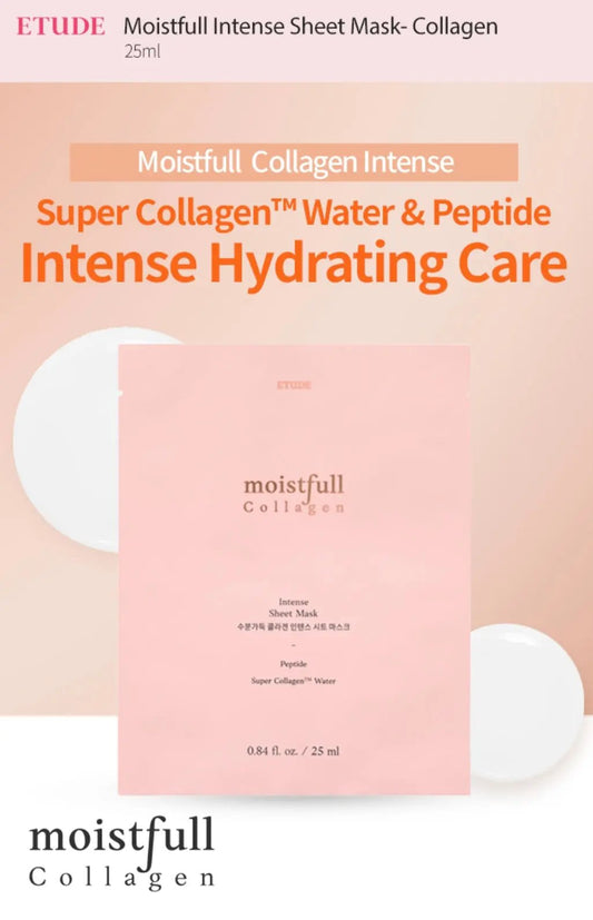 Single pouch of Etude House Moistfull Collagen sheet mask — moisturizing face mask with Super Collagen water