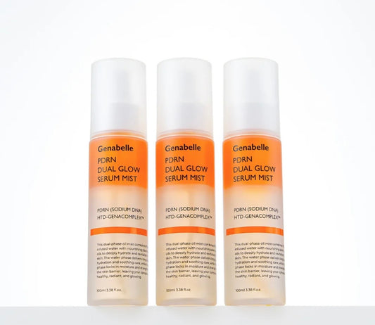 Packaging of the Genabelle PDRN dual serum mist showcasing the dual-layer formula.