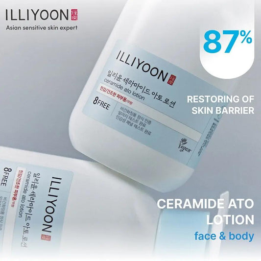 Ingredient list of Illiyoon Ceramide Ato Lotion showing gentle, skin-loving formulation