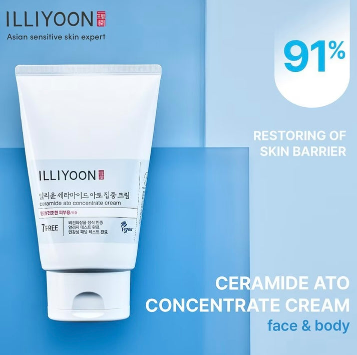 Close-up of Illiyoon Ceramide Ato cream tube Close-up of Illiyoon Ceramide Ato cream tube