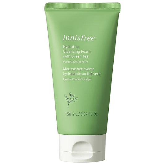Innisfree Green Tea Cleansing Foam 150ml front view showing the green tube packaging.