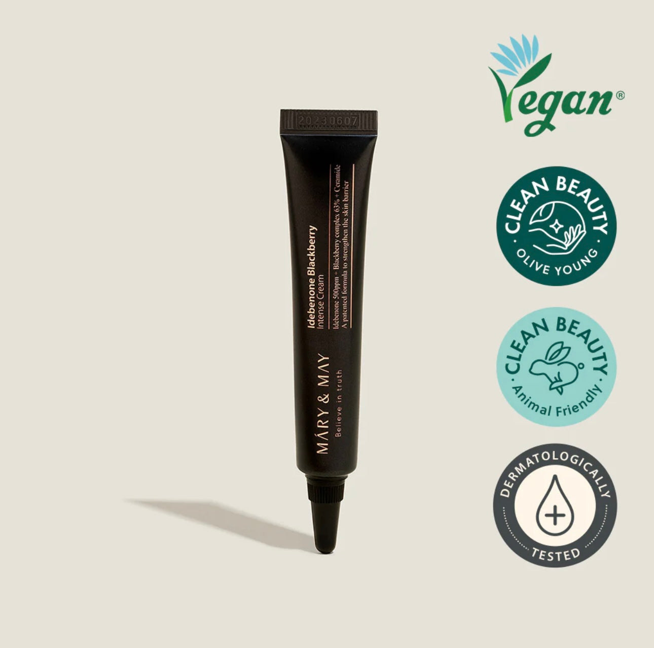 Mary & May Idebenone Blackberry Complex Intense Cream Mini jar, showcasing its compact and portable size. Mary & May Idebenone Blackberry Complex Intense Cream Mini jar, showcasing its compact and portable size.