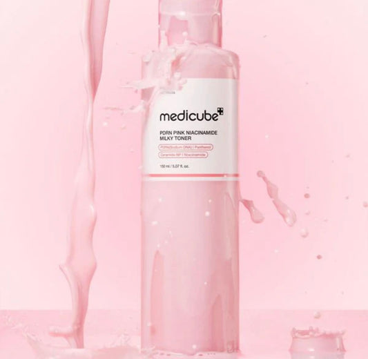 Medicube PDRN Pink Niacinamide Milky Toner 150ml bottle front view on white background