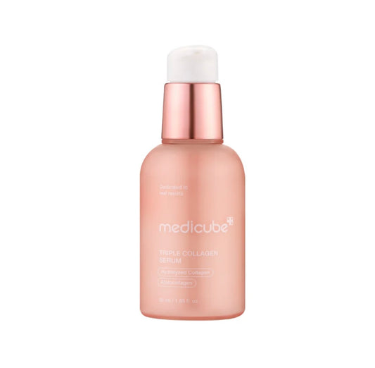 Front view of Medicube Triple Collagen Serum bottle best Korean skincare product for hydration and elasticity