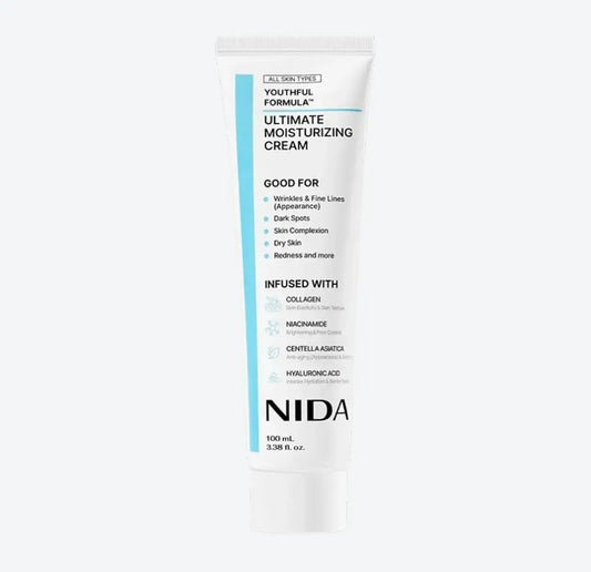 Close-up of NIDA Ultimate Moisturizing Cream texture – lightweight, non-greasy finish
