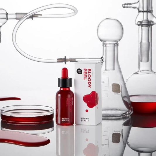 Front view of SKIN1004 Bloody Peel bottle brightening peeling serum for smoother, clearer skin.