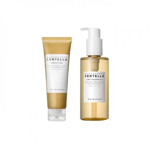 SKIN1004 Madagascar Centella Double Cleansing Set – Light Cleansing Oil 200ml + Ampoule Foam 125ml bundle
