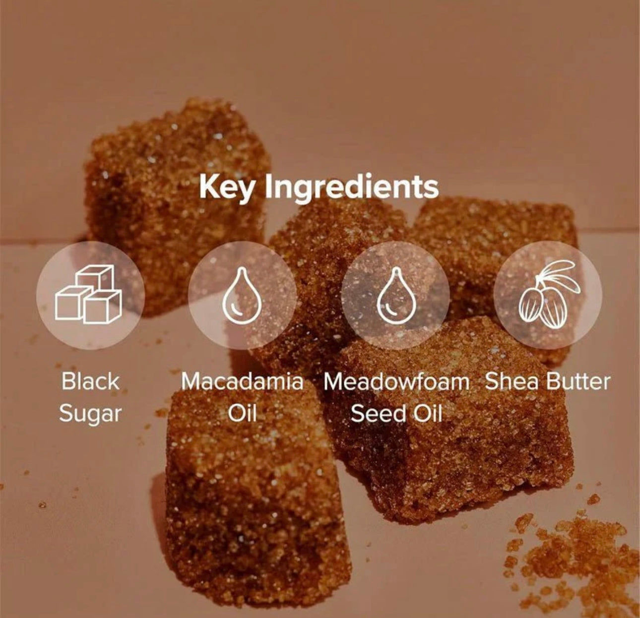 Back of the Skinfood Black Sugar Mask jar, highlighting its key natural ingredients. Back of the Skinfood Black Sugar Mask jar, highlighting its key natural ingredients.