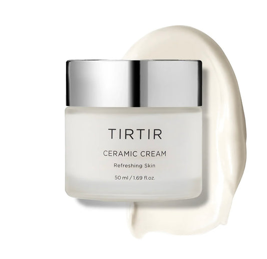 TIRTIR Ceramic Cream 50ml – Hydrating ceramic cream moisturizer in sleek red jar.