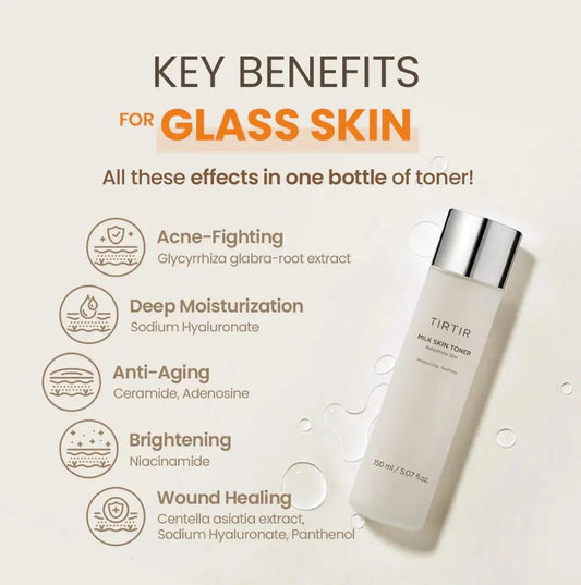 Lightweight texture of TIRTIR Milk Skin Toner on skin for smooth application