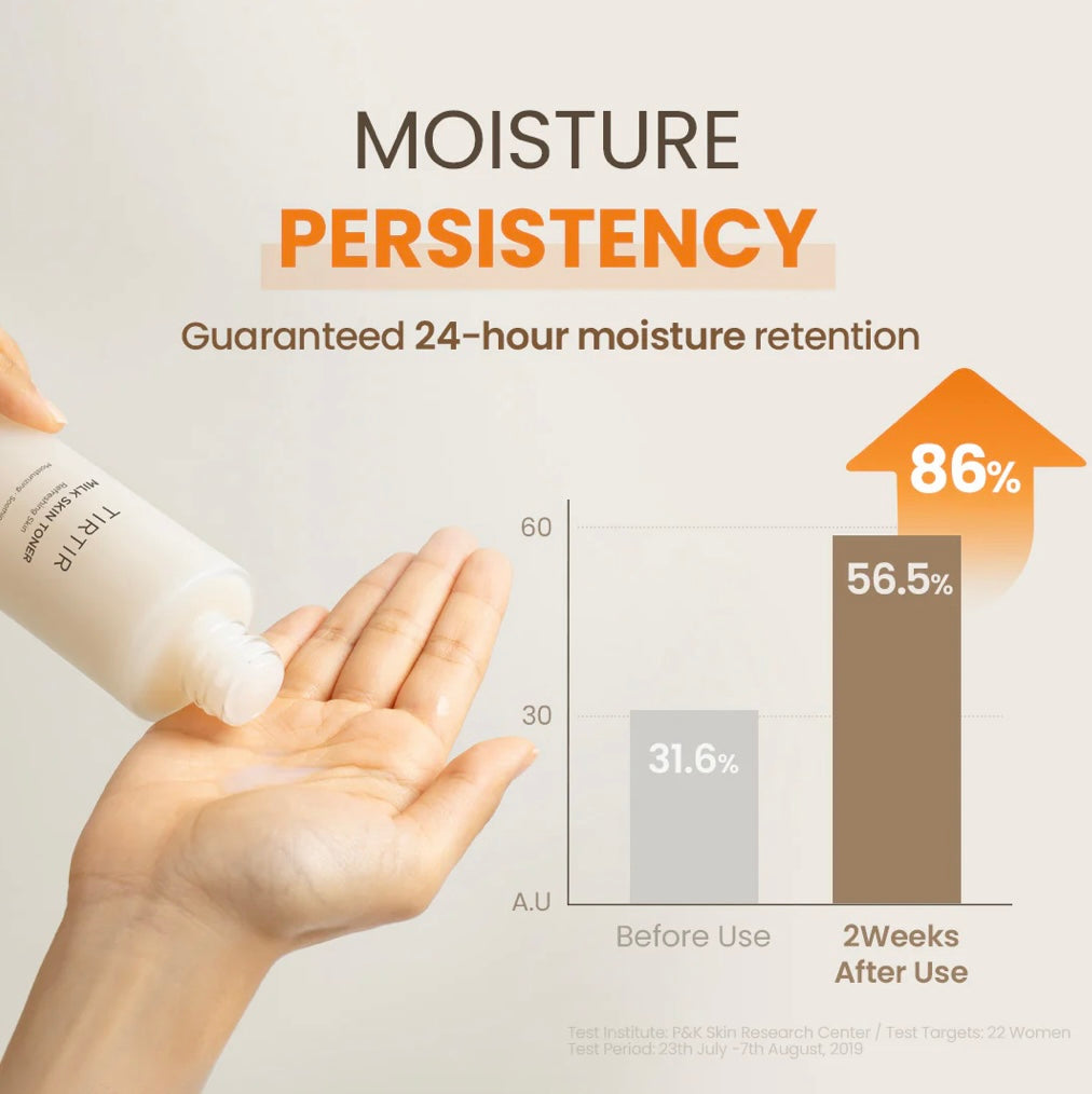 Close-up texture of TIRTIR toner showing its milky and hydrating formula Close-up texture of TIRTIR toner showing its milky and hydrating formula