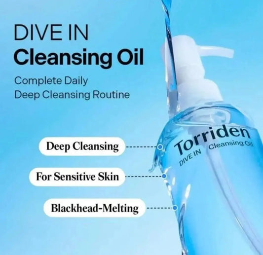 Close-up of Torriden Dive In Cleansing Oil's watery, lightweight texture that melts makeup without greasy residue
