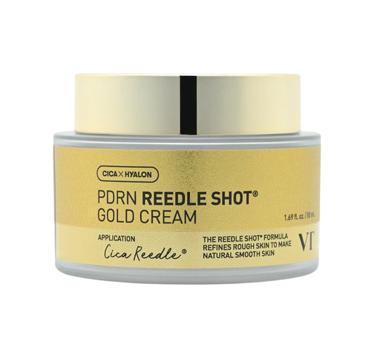 VT Cosmetics PDRN Reedle Shot Gold Cream 50ml bottle front view, a lifting gold cream for firmer skin