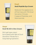 COSRX All About Snail Korean Skincare, Gift Set with Face Gel Cleanser, Essence, Cream &amp; Eye-cream, Repairing, Recovering, Rejuvenating Kit with Snail Mucin
