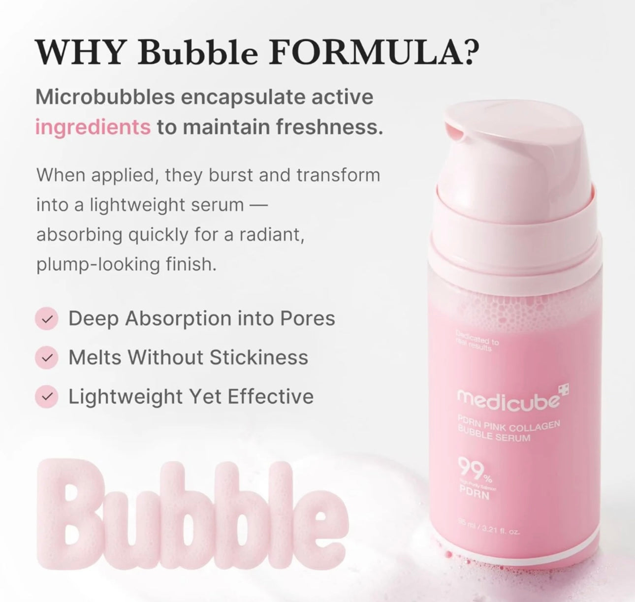 Applying the Medicube Pink Collagen Bubble Serum for deep hydration