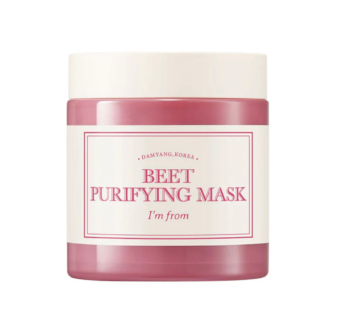 Beetroot beside the I’m From Beet Purifying Mask jar — natural purifying mask