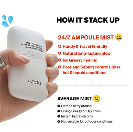 Close-up of Purcell ampoule with Pixcell Biom label and ingredient callouts