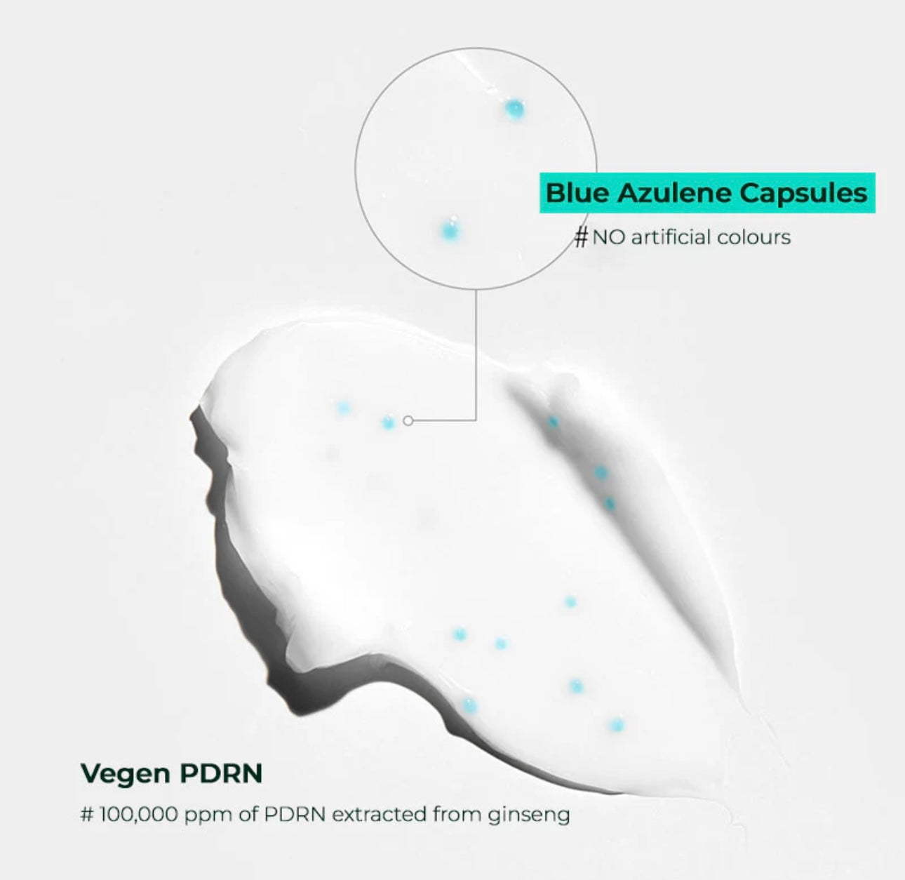 Close-up view of the rich and creamy texture of the PDRN 100 Cream.