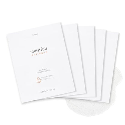 ETUDE Moistfull Collagen Sheet Mask [5pcs SET] (21AD) - Super Collagen for Deep Moisture and Healthier Skin - Korean Skin Care *Bundle Pack Promotion*