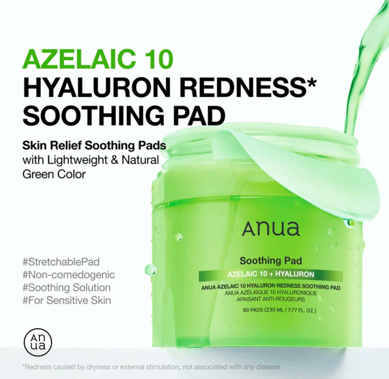 ANUA Azelaic 10 Hyaluron Redness Soothing Pad 230ml (90pads)