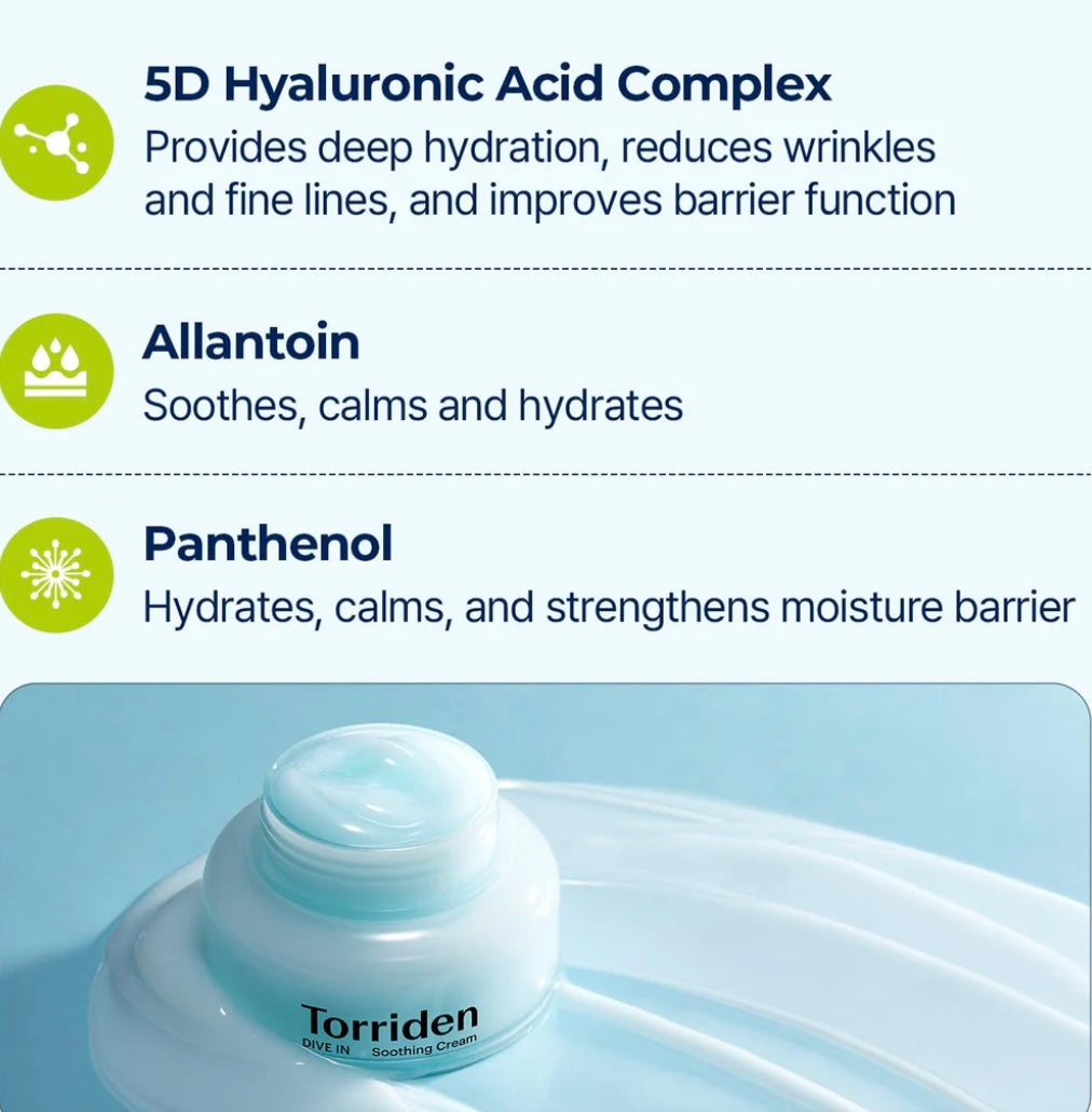 Torriden Dive-In Low Molecular Hyaluronic Acid Soothing Cream (100ml)