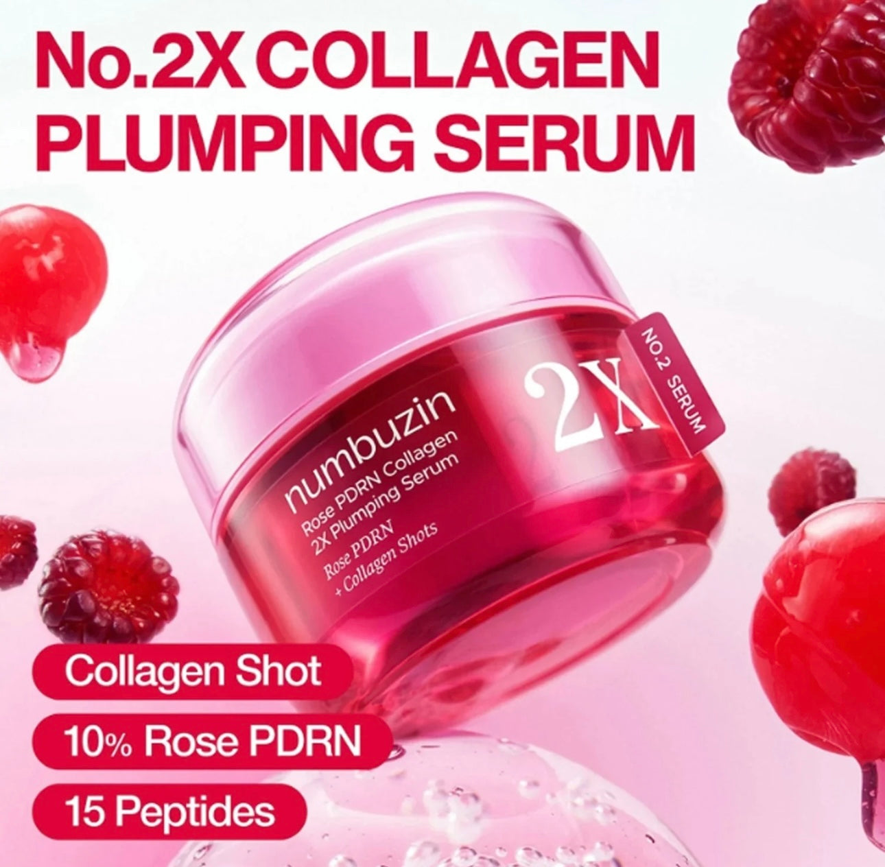 Numbuzin No.2 Rose PDRN Collagen 2X Plumping Serum 30ml