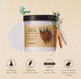 Skinfood Carrot Carotene Calming Water Pad with branding and product details on a beige background